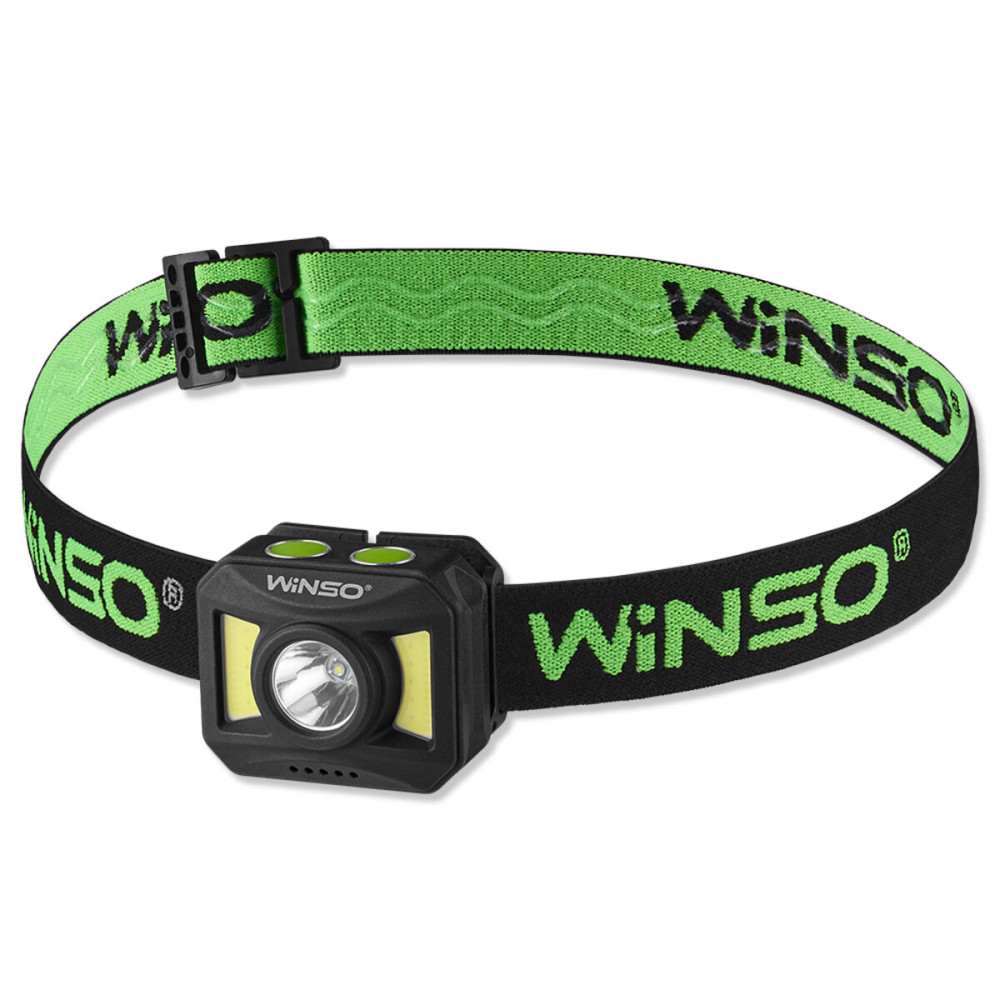 Фонарь налобный Winso 300Lm, 3W+COB, 850mAh, белый/красный