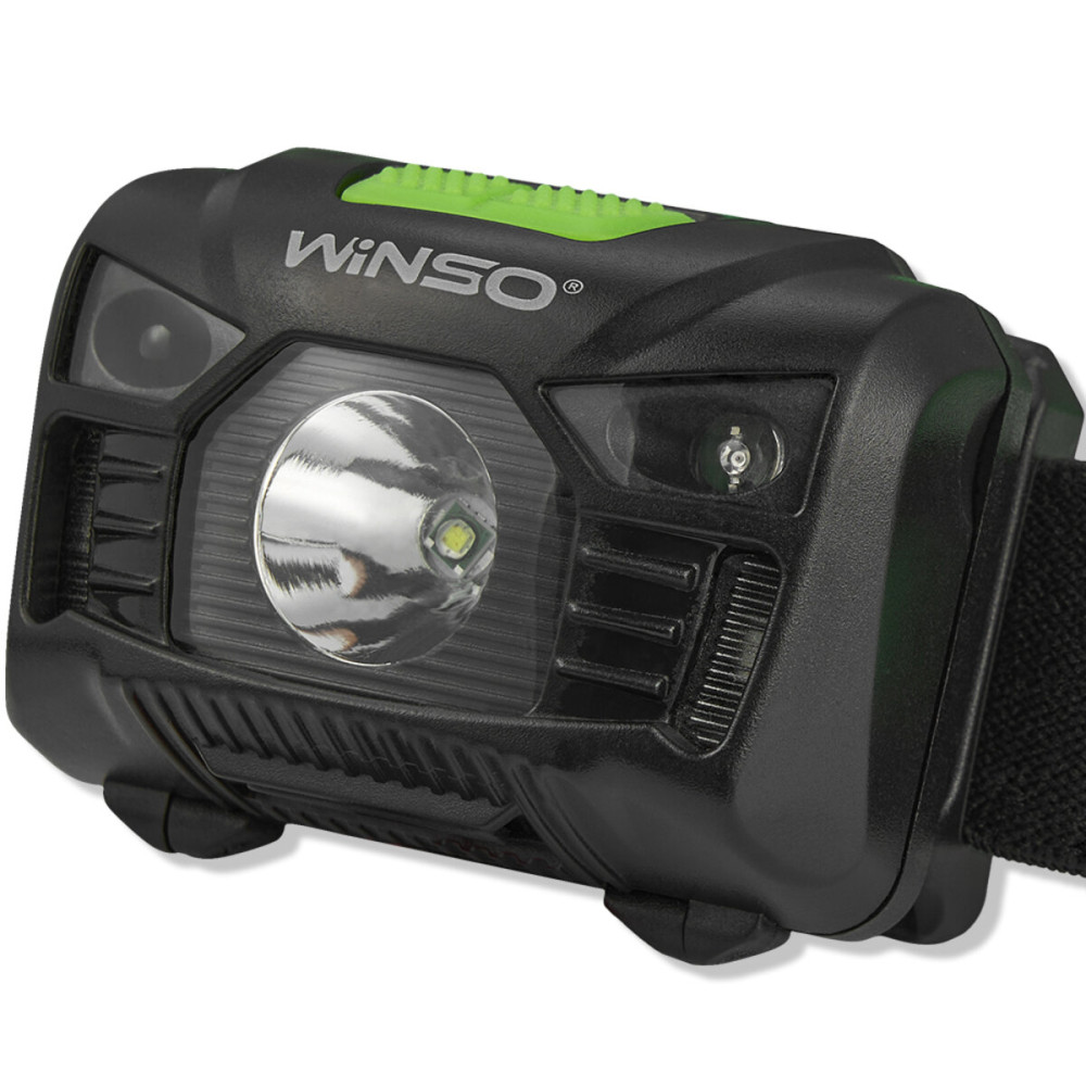 Фонарь налобный Winso 150Lm, 3W LED, 1200mAh с сенсором белый/красный