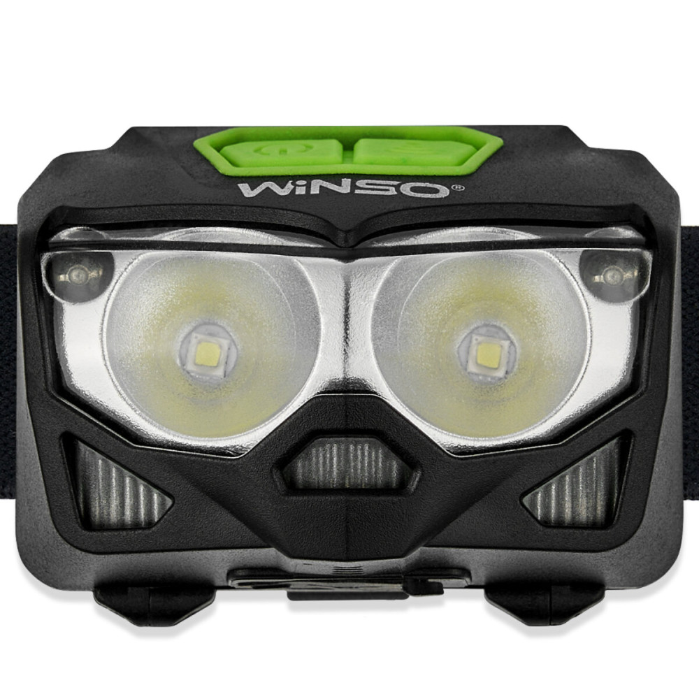 Фонарь налобный Winso Pro 500Lm, 2x5W CREE XTG, 1200mAh/3xAAA, с сенсором белый/красный