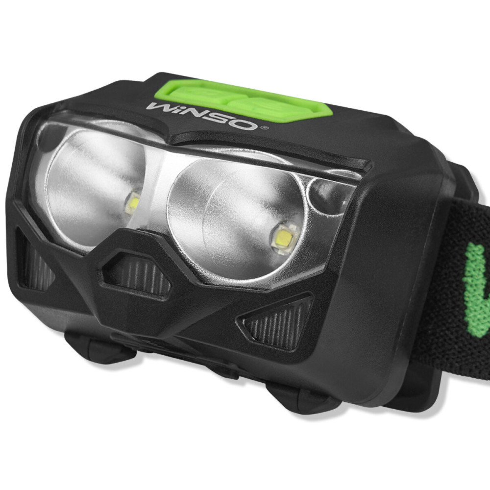 Фонарь налобный Winso Pro 500Lm, 2x5W CREE XTG, 1200mAh/3xAAA, с сенсором белый/красный