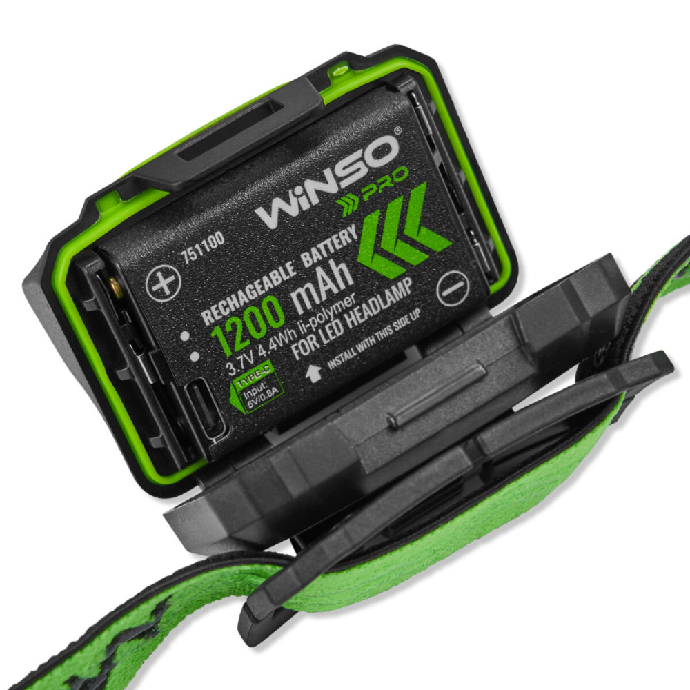 Фонарь налобный Winso Pro 500Lm, 2x5W CREE XTG, 1200mAh/3xAAA, с сенсором белый/красный