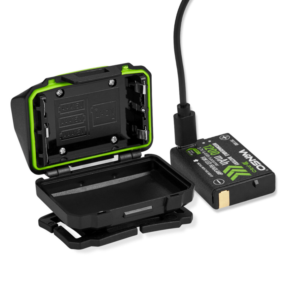 Фонарь налобный Winso Pro 500Lm, 2x5W CREE XTG, 1200mAh/3xAAA, с сенсором белый/красный