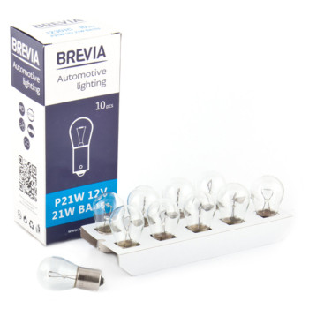 Лампа накаливания Brevia P21W 12V 21W BA15s CP, 10шт Лампа накаливания Brevia P21W 12V 21W BA15s CP, 10шт