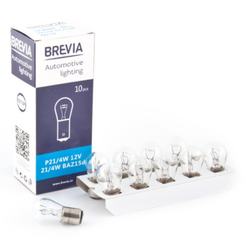 Лампа накаливания Brevia P21/4W 12V 21/4W BAZ15d CP, 10шт Лампа накаливания Brevia P21/4W 12V 21/4W BAZ15d CP, 10шт