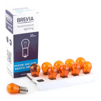 Лампа накаливания Brevia PY21W 24V 21W BAU15s AMBER CP, 10шт