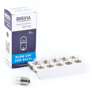 Лампа накаливания Brevia R10W 24V 10W BA15s CP, 10шт
