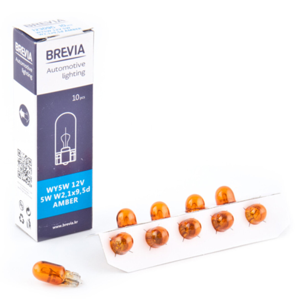Лампа накаливания Brevia WY5W 12V 5W W2.1x9.5d AMBER CP, 10шт
