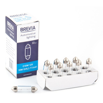Лампа накаливания Brevia C10W 12V 10W SV8.5 T11x41 CP, 10шт Лампа накаливания Brevia C10W 12V 10W SV8.5 T11x41 CP, 10шт