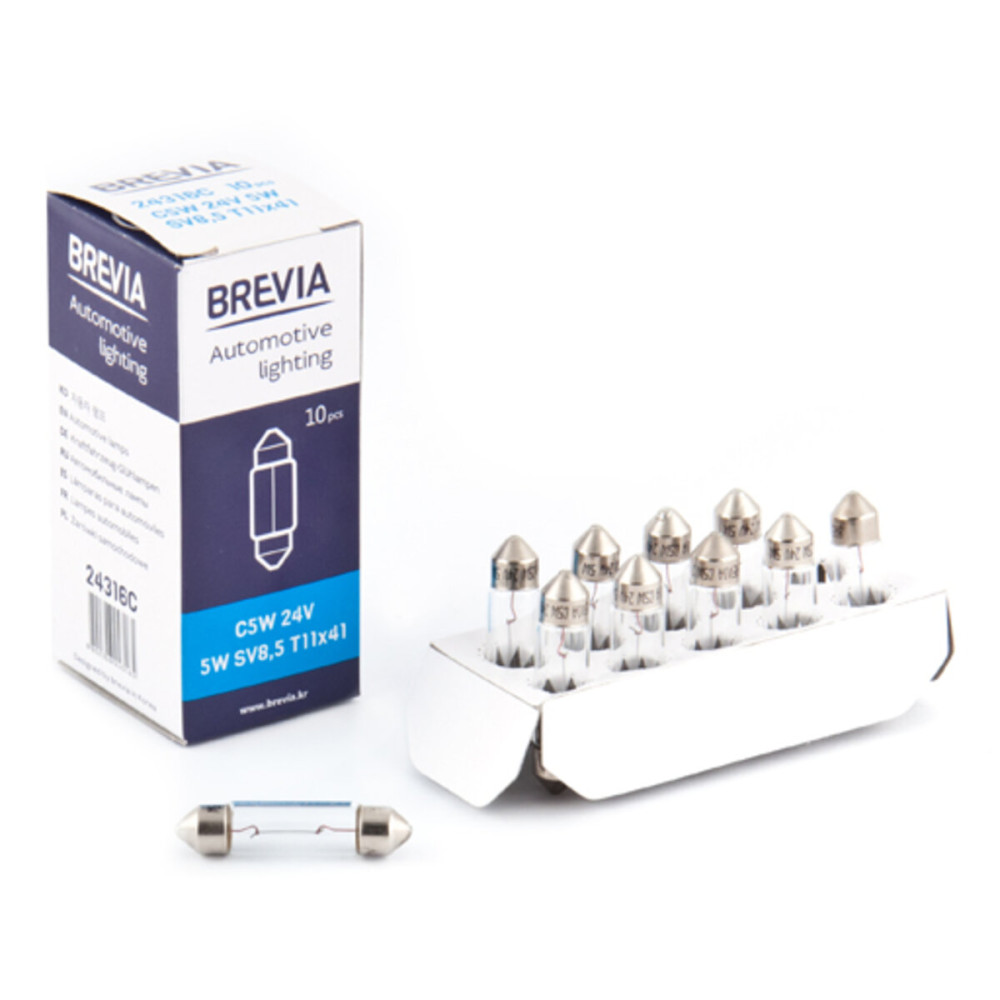 Лампа накаливания Brevia C5W 24V 5W SV8.5 T11x41 CP, 10шт