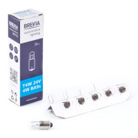 Лампа накаливания Brevia T4W 24V 4W BA9s CP, 10шт