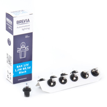 Лампа накаливания Brevia BAX 12V 1.2W B8.5d Black CP, 10шт Лампа накаливания Brevia BAX 12V 1.2W B8.5d Black CP, 10шт