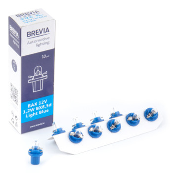 Лампа накаливания Brevia BAX 12V 1.2W BX8.5d Light Blue CP, 10шт Лампа накаливания Brevia BAX 12V 1.2W BX8.5d Light Blue CP, 10шт