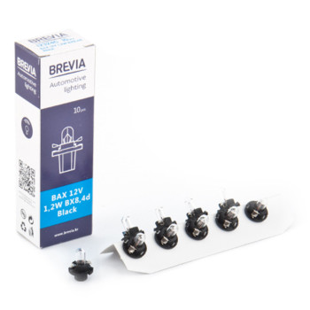 Лампа накаливания Brevia BAX 12V 1.2W BX8.4d Black CP, 10шт Лампа накаливания Brevia BAX 12V 1.2W BX8.4d Black CP, 10шт