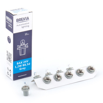 Лампа накаливания Brevia BAX 24V 1.2W B8.5d Grey CP, 10шт Лампа накаливания Brevia BAX 24V 1.2W B8.5d Grey CP, 10шт