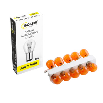 Лампа накаливания Solar PY21W 12V 21W BAU15s Amber, 10шт