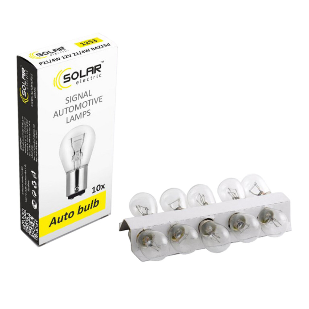 Лампа накаливания Solar P21/4W 12V 21/4W BAZ15d, 10шт