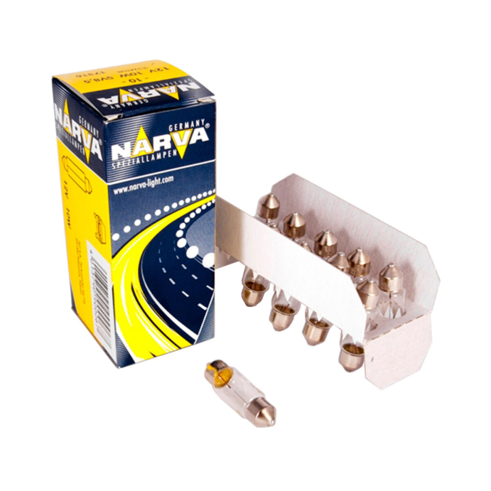 Лампа розжарювання Narva 12V 10W SV8,5 11X35, 10шт