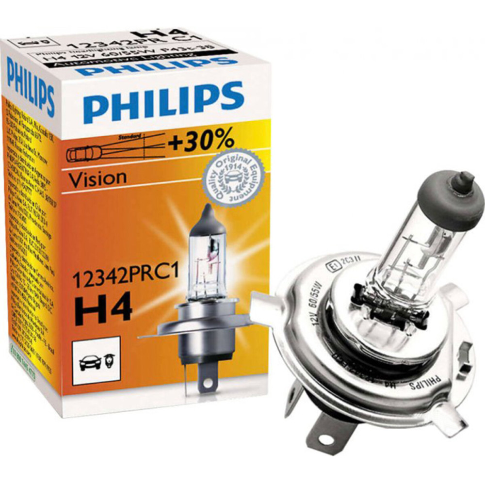 Галогеновая лампа Philips H4 12V 60/55W P43t-38 Premium (30% больше света)