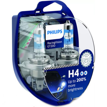Галогенова лампа H4 RacingVision GT200 +200% 12V 60/55W P43t-38, комплект 2шт.