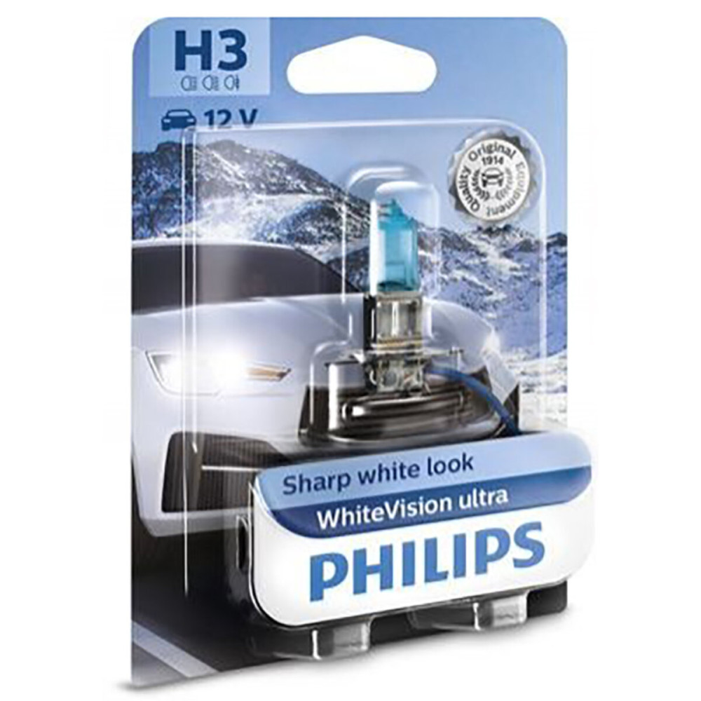 Галогеновая лампа Philips H3 12V 55W PK22s WhiteVision ultra +60% (3900K) блистер