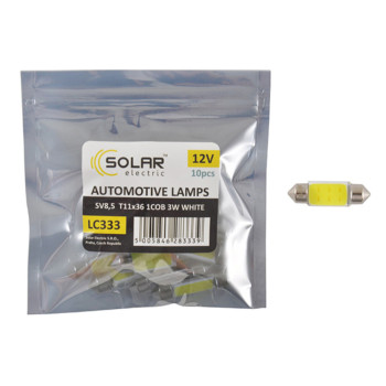 Автолампа Solar LED 12V SV8.5 T11x36 1COB-8SMD 56LM white 10шт Автолампа Solar LED 12V SV8.5 T11x36 1COB-8SMD 56LM white 10шт