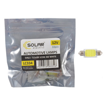 Автолампа Solar LED 12V SV8.5 T11x39 1COB-8SMD 56LM white 10шт Автолампа Solar LED 12V SV8.5 T11x39 1COB-8SMD 56LM white 10шт