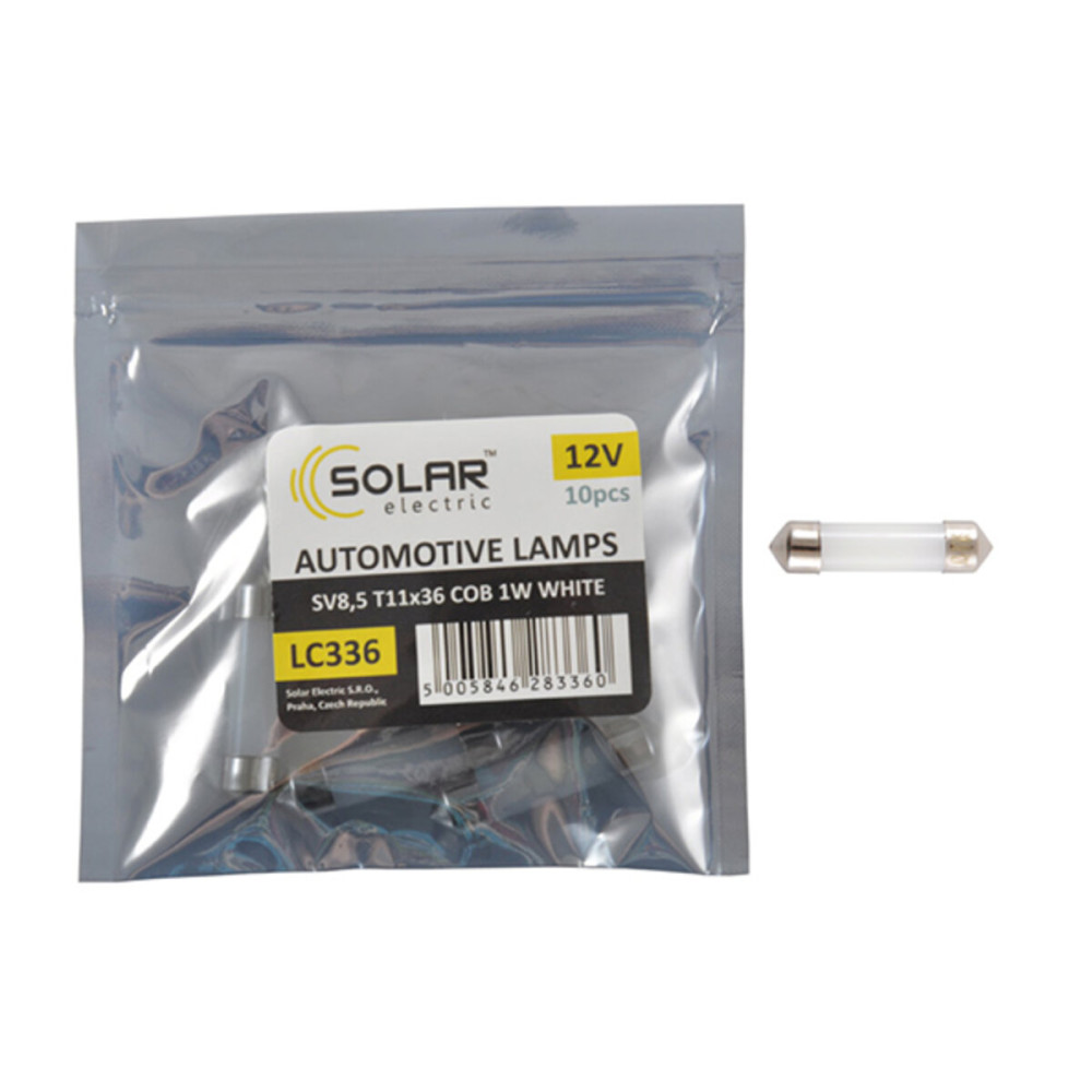 Автолампа Solar LED 12V SV8.5 T11x36 1COB 1W white 10шт