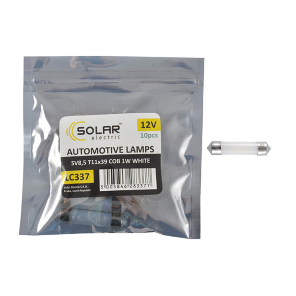 Автолампа Solar LED 12V SV8.5 T11x39 1COB 1W white 10шт
