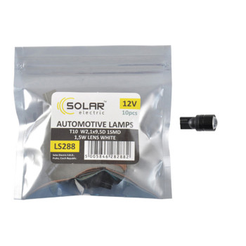 Автолампа Solar LED 12V T10 W2.1x9.5d 1SMD 1,5W with lens 10шт Автолампа Solar LED 12V T10 W2.1x9.5d 1SMD 1,5W with lens 10шт