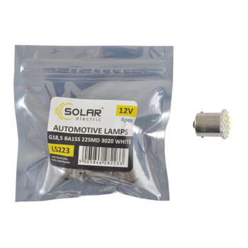 Автолампа Solar LED 12V G18.5 BA15s 22smd 3020 white 4шт Автолампа Solar LED 12V G18.5 BA15s 22smd 3020 white 4шт