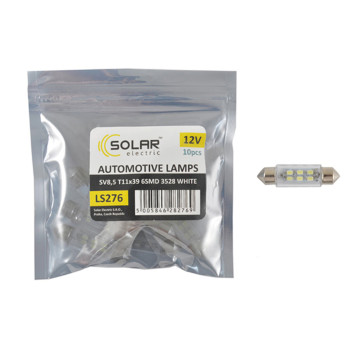 Автолампа Solar LED 12V SV8.5 T11x39mm 6smd 3528 white 10шт Автолампа Solar LED 12V SV8.5 T11x39mm 6smd 3528 white 10шт