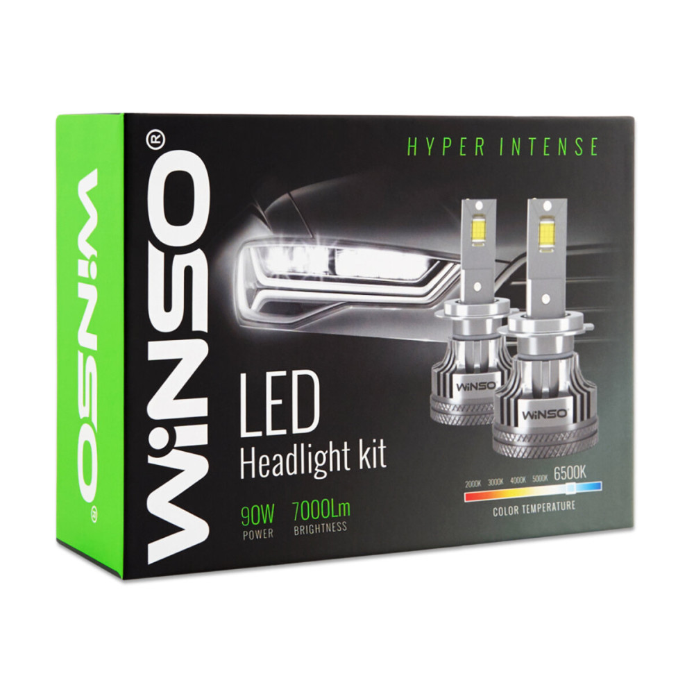 Автолампа Winso LED H8/H11/H16 12/24V 90Вт 7000Лм 6500K CSP3970 2шт
