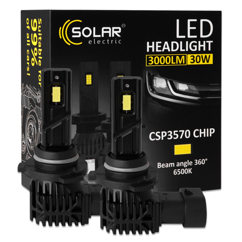 Автолампа Solar LED HB3(9005) 12/24V 30W 3000Lm 6500K CSP3570 2шт