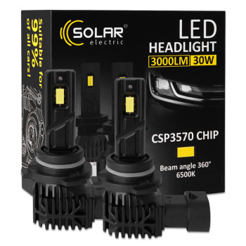 Автолампа Solar LED HB4(9006) 12/24V 30W 3000Lm 6500K CSP3570 2шт