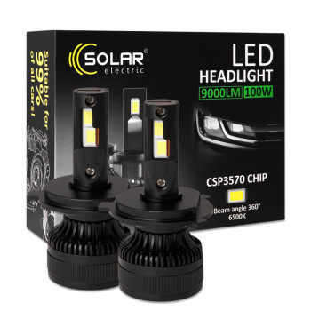 Автолампа Solar LED H4 12/24V 100W 9000Lm 6500K CSP3570 2шт Автолампа Solar LED H4 12/24V 100W 9000Lm 6500K CSP3570 2шт