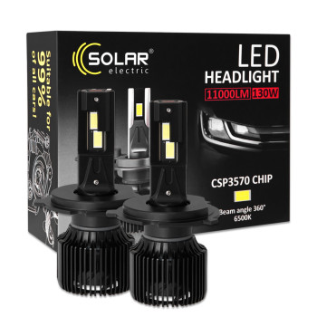 Автолампа Solar LED H4 12/24V 130W 11000Lm 6500K CSP3570 2шт Автолампа Solar LED H4 12/24V 130W 11000Lm 6500K CSP3570 2шт