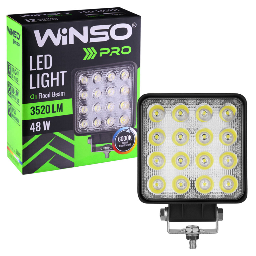 Фара светодиодная Winso Pro Epistar white точечный 10-30V, 48W (16x3W), 1шт