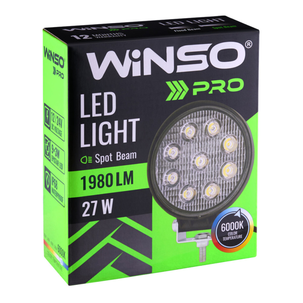 Фара светодиодная Winso Pro Epistar точечный 10-30V, 27W (9x3W), 1шт