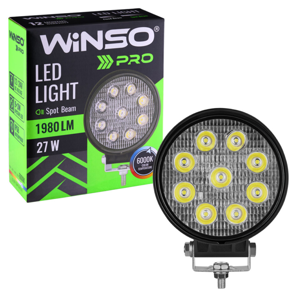 Фара светодиодная Winso Pro Epistar точечный 10-30V, 27W (9x3W), 1шт
