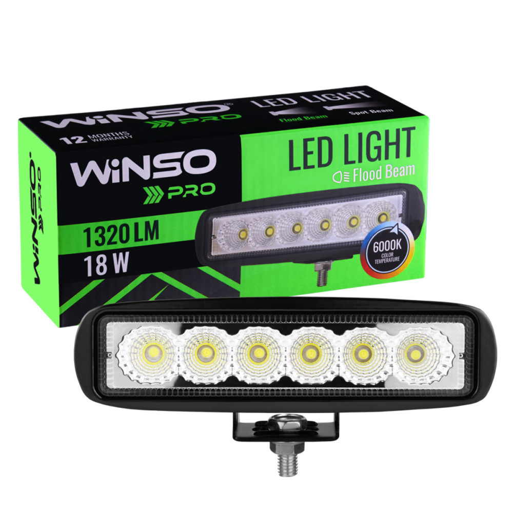 Фара светодиодная Winso Pro Epistar рассеянный 10-30V, 18W (6x3W), 1шт