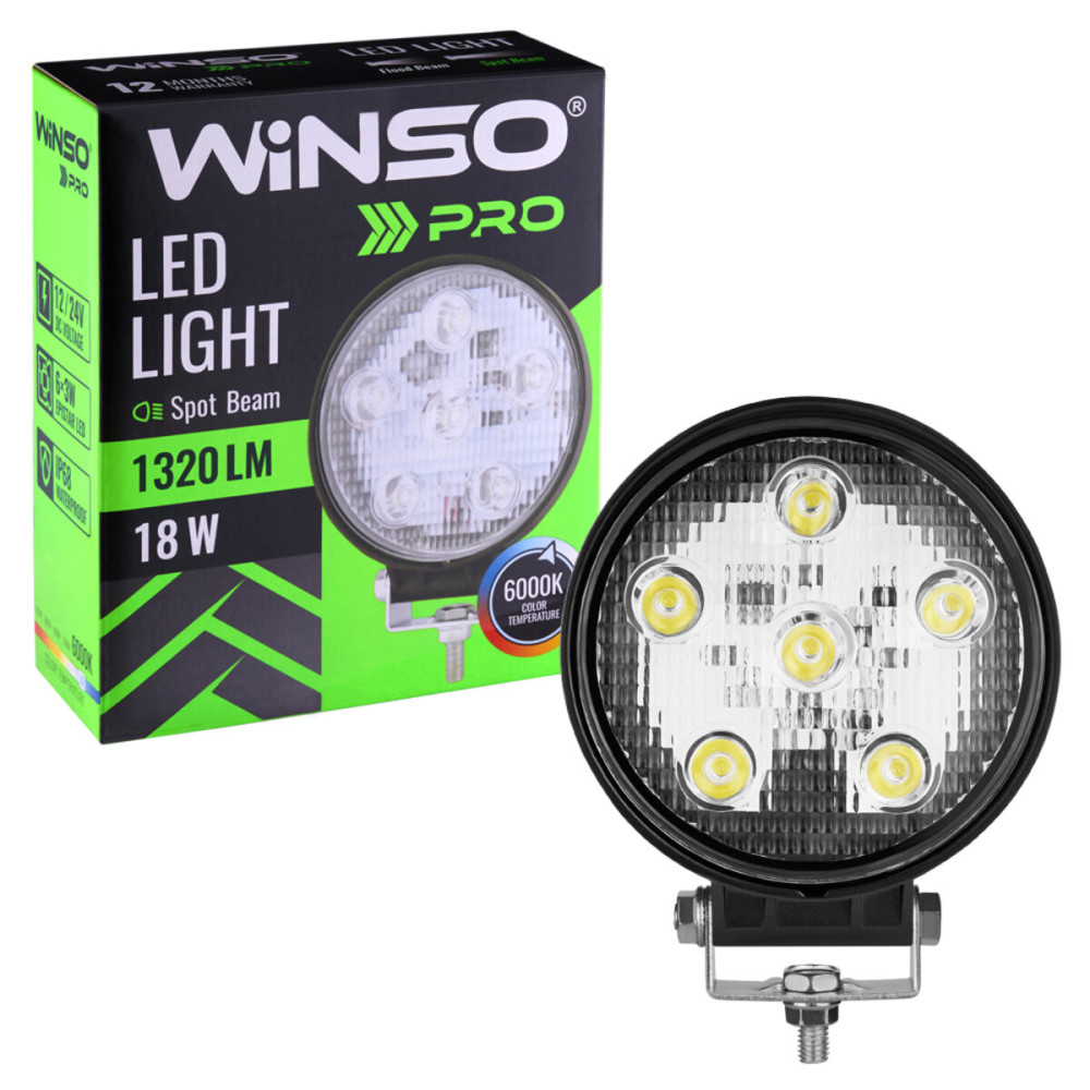 Фара светодиодная Winso Pro Epistar точечный 10-30V, 18W (6x3W), 1шт