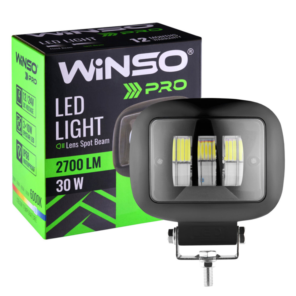 Фара светодиодная Winso Pro 10-30V, 30W (3x10W), 2700Lm, CSP1860DE 1шт