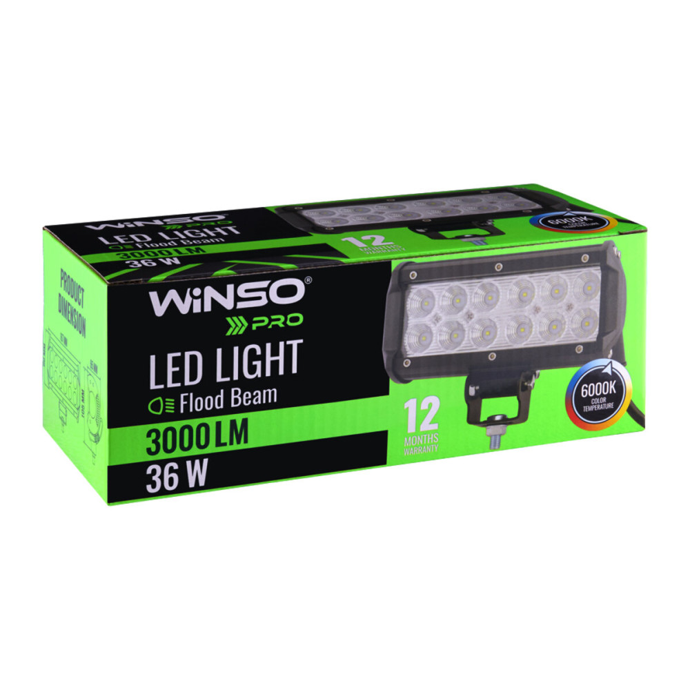 Фара светодиодная Winso Pro Cree рассеянный 10-30V, 36W (12x3W), 1шт