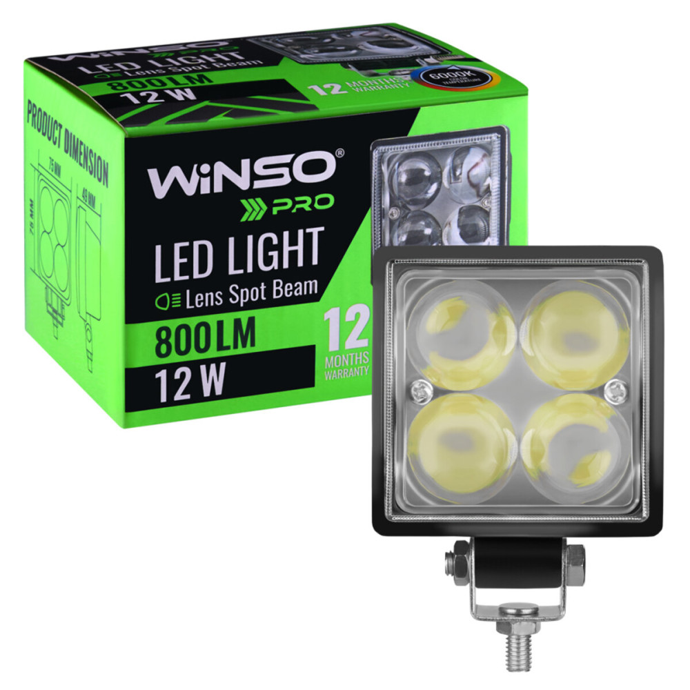 Фара светодиодная Winso Pro Epistar 4D точечный 10-30V, 12W (4x3W), 1шт