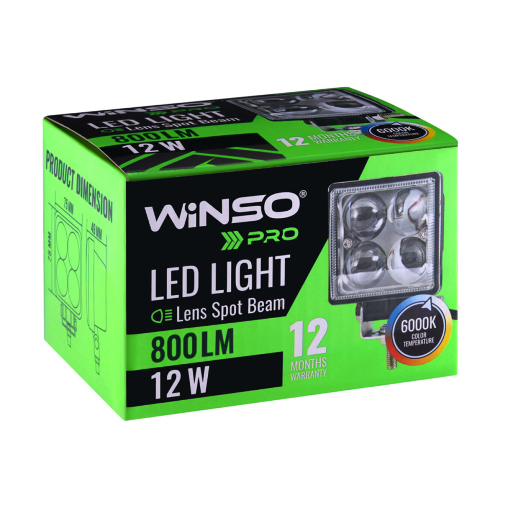 Фара светодиодная Winso Pro Epistar 4D точечный 10-30V, 12W (4x3W), 1шт