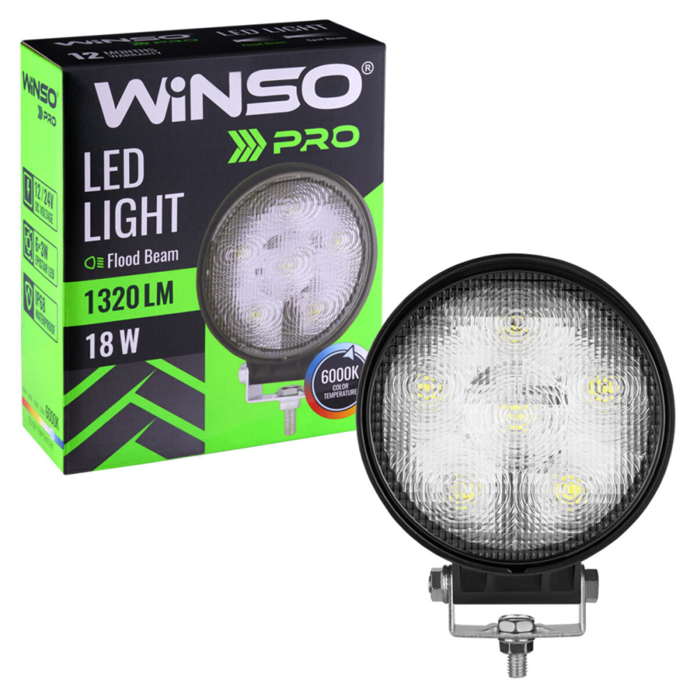 Фара светодиодная Winso Pro Epistar рассеянный 10-30V, 18W (6x3W), 1шт
