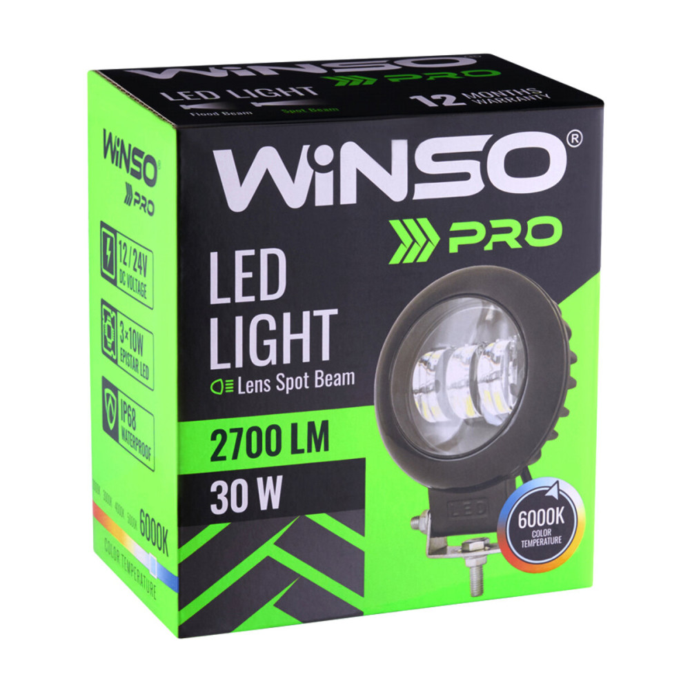 Фара светодиодная Winso Pro 10-30V, 30W (3x10W), 2700Lm, CSP1860DE 1шт
