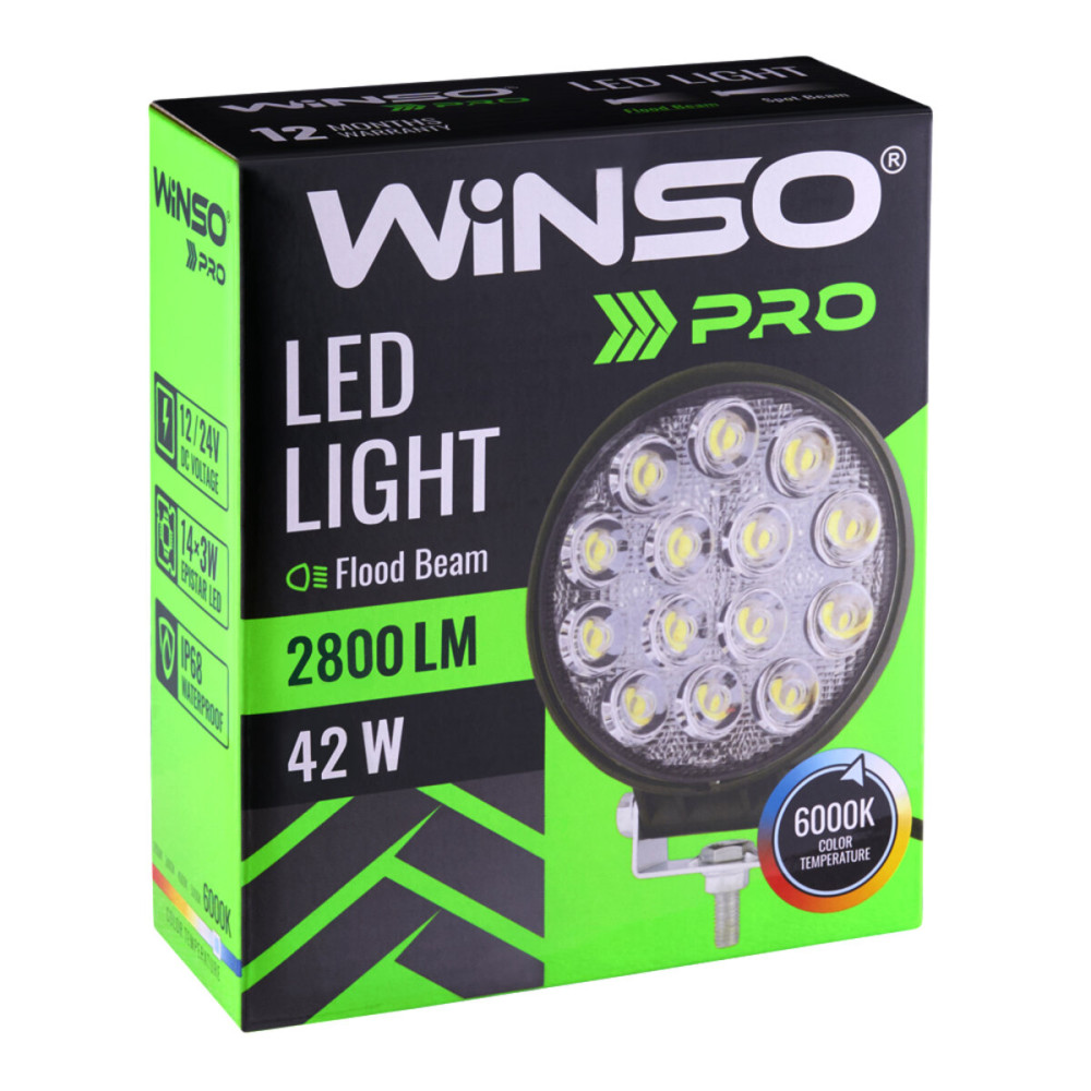 Фара светодиодная Winso Pro Epistar white рассеянный 10-30V, 42W (14x3W), 1шт