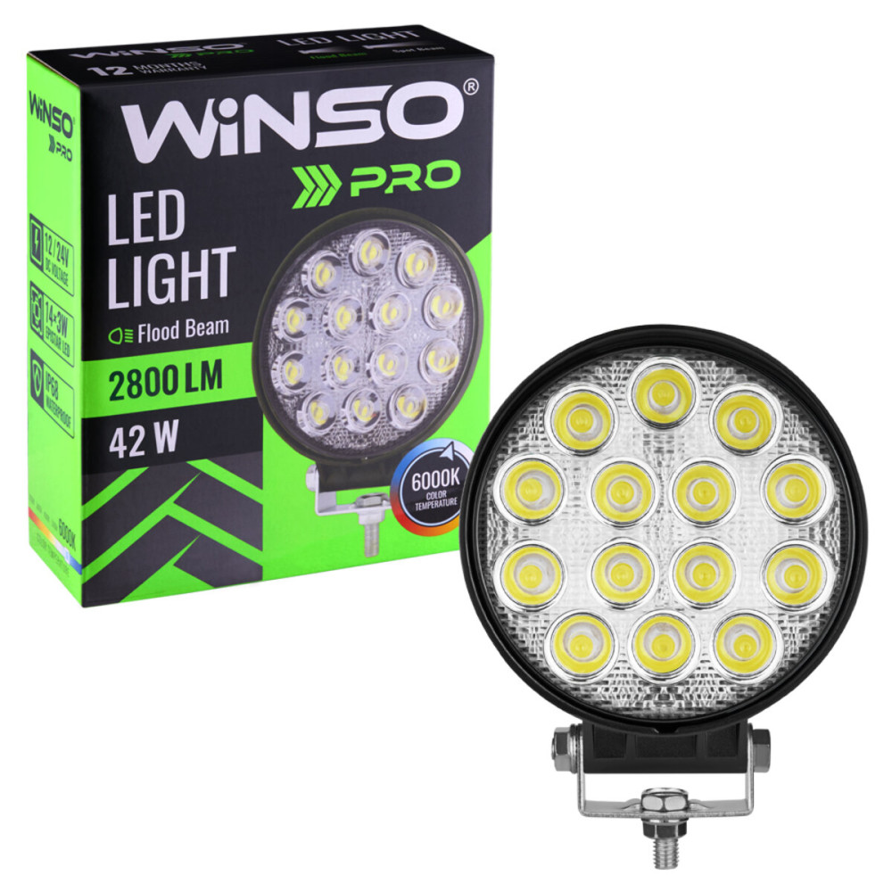 Фара светодиодная Winso Pro Epistar white рассеянный 10-30V, 42W (14x3W), 1шт