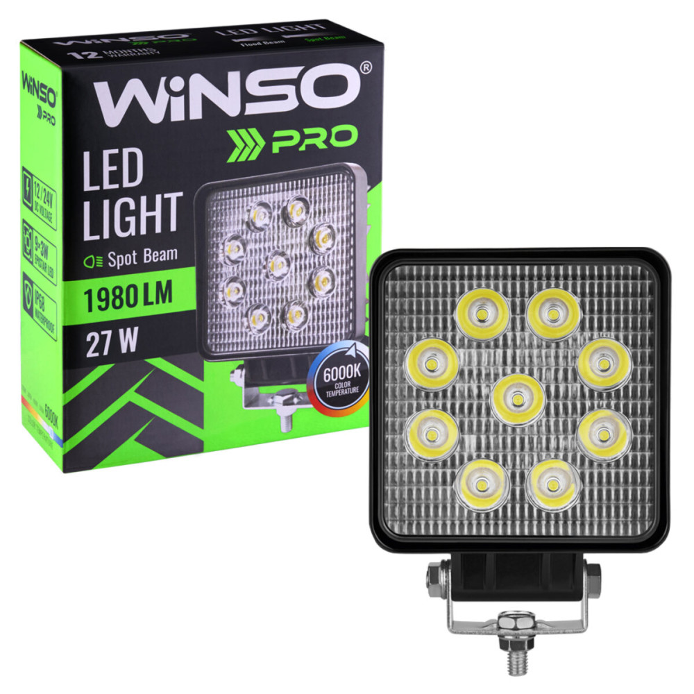 Фара світлодіодна Winso Pro Epistar точковий 10-30V, 27W (9x3W), 1шт